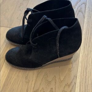 J. Crew Black Ankle Boots Suede Lace-Up